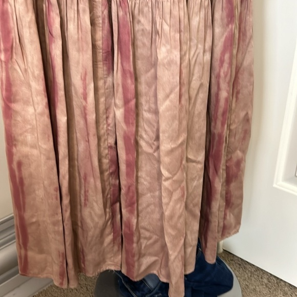 ZARA Embroidered Beaded Tie Dye Dusky Pink Boho Maxi Tiered Dress Sz M NEW - Picture 8 of 15